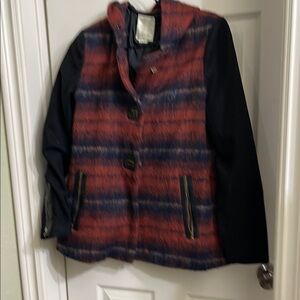 Striped Red and Blue Jacket with Black Sleeves